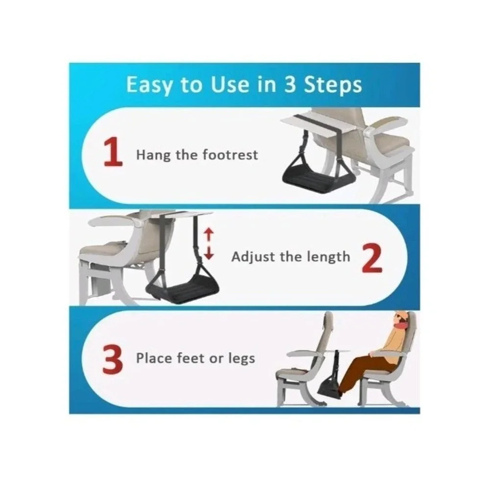 Portable Foot Hammock for Airplane Travel Wide Footrest Leg Rest Essentials